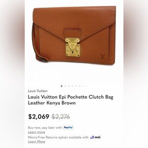 Louis Vuitton Brown Epi Leather Wristlet Clutch with Gold-Tone Lock